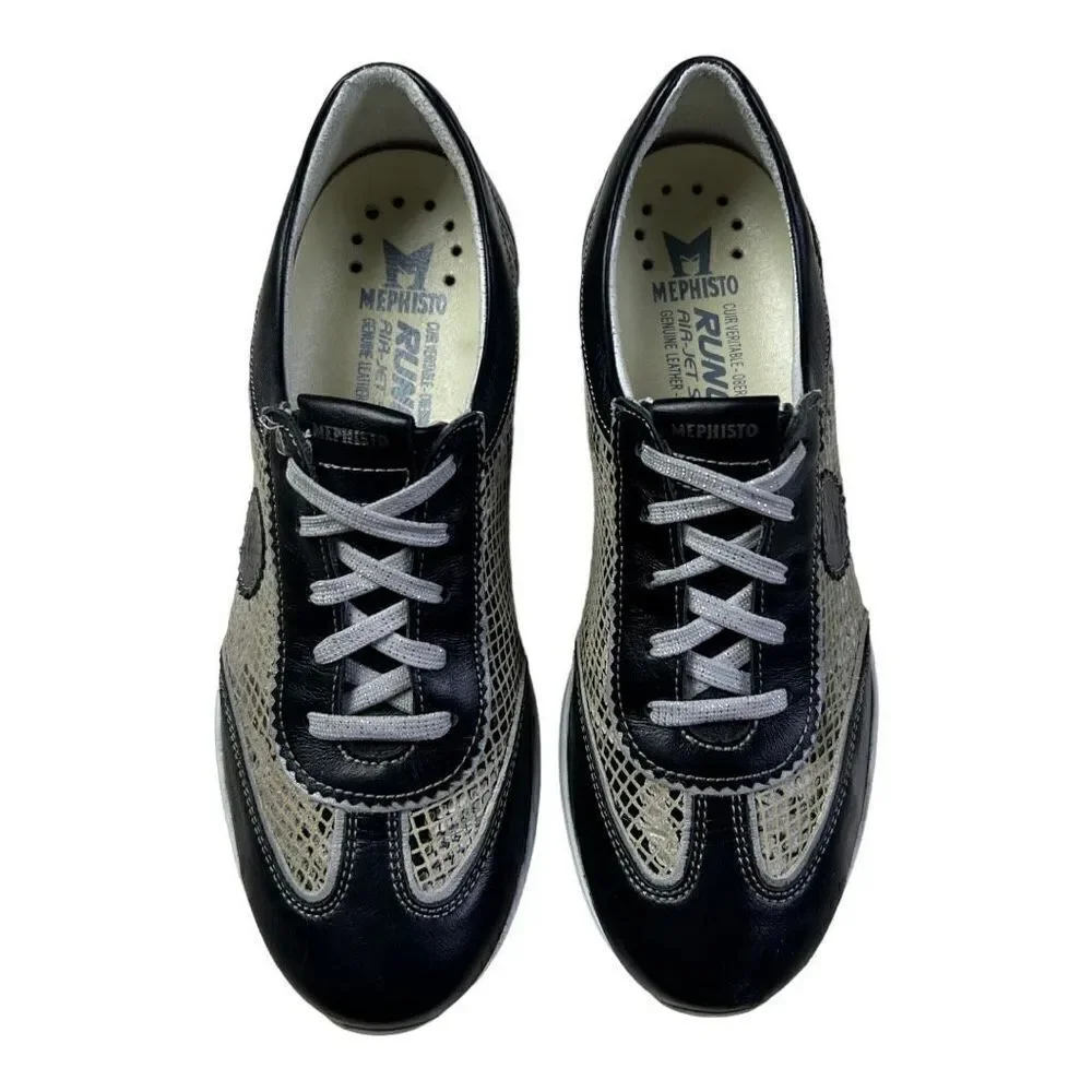 Mephisto Women's Athleisure Leather Air-Jet System Sneakers Shoes Black Size 7
